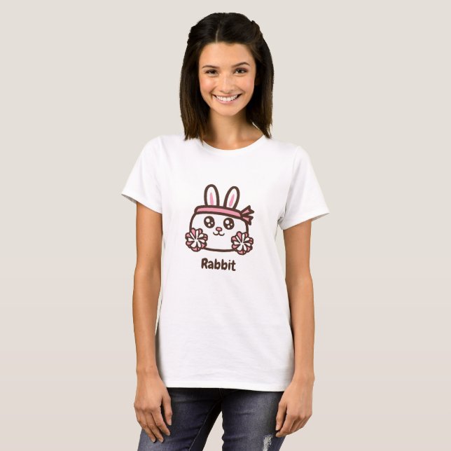 Camiseta Coelho de desenho animado fofo (Frente Completa)