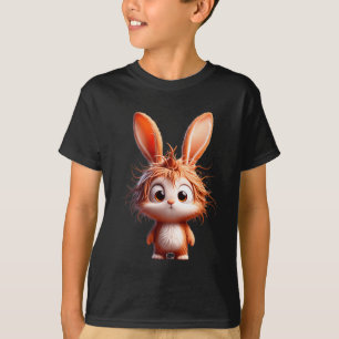 Camiseta Coelho de desenho animado fofo com expressão engra
