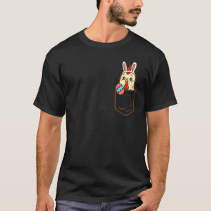 Camiseta Coelho de frango de bolso fofo Páscoa aves de capo