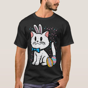 Camiseta Coelho de Gato Branco da Páscoa Meninas de Criança