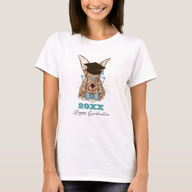 Camiseta Coelho de Graduação Camisa-T Básica Feminina (Frente)