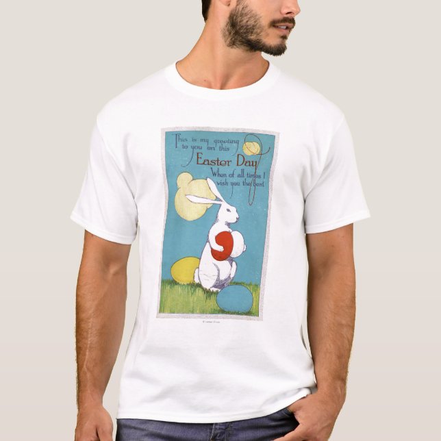 Camiseta Coelho de GreetingEaster da páscoa que guardara (Frente)