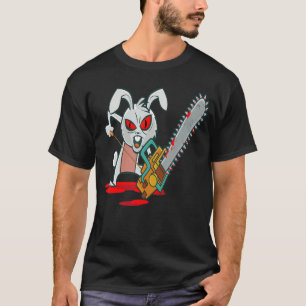 Camiseta Coelho de Motosserra Assustador Goth Gótico Hallow