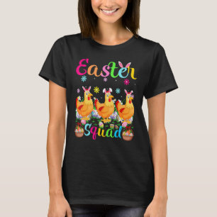 Camiseta Coelho de Orelha de Frango de Páscoa Equipe Feliz