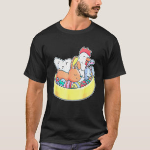 Camiseta Coelho de Orelhas de Galinha de Páscoa Cesto de Ov