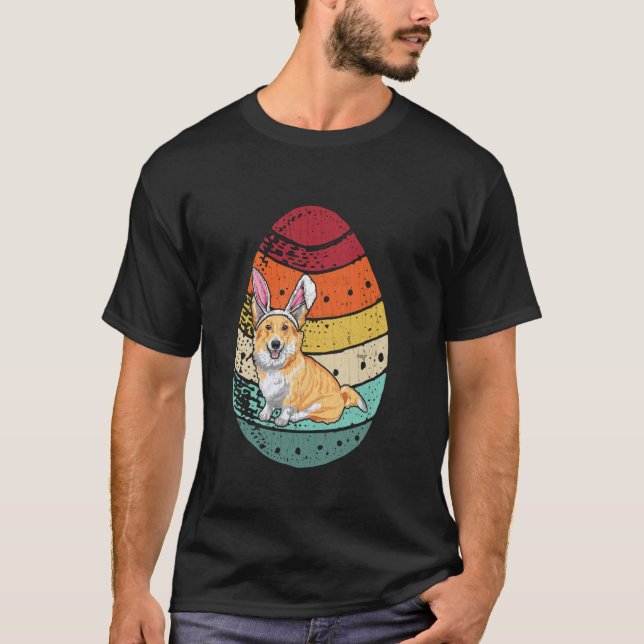 Camiseta Coelho de Orelhas de Páscoa Dia Feliz de Páscoa do (Frente)