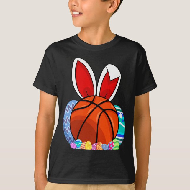 Camiseta Coelho de Ovo de Páscoa de Basquetebol Fofo (Frente)