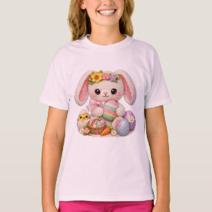 Camiseta Coelho de Páscoa Adorável com Pintinho e Ovos de P