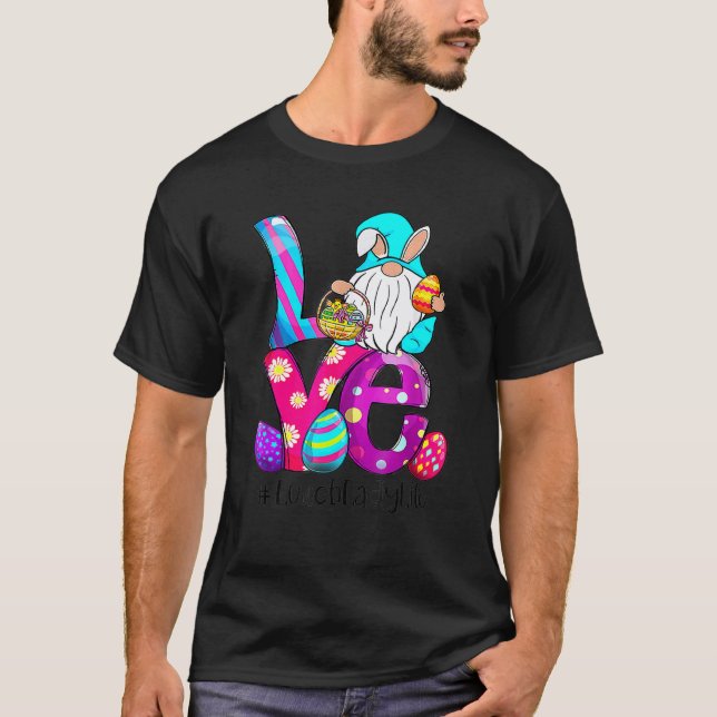 Camiseta Coelho de Páscoa Arco-íris Leopardo Orelha Educaçã (Frente)