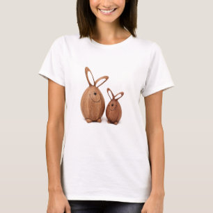 Camiseta Coelho de Páscoa bonitinho de madeira