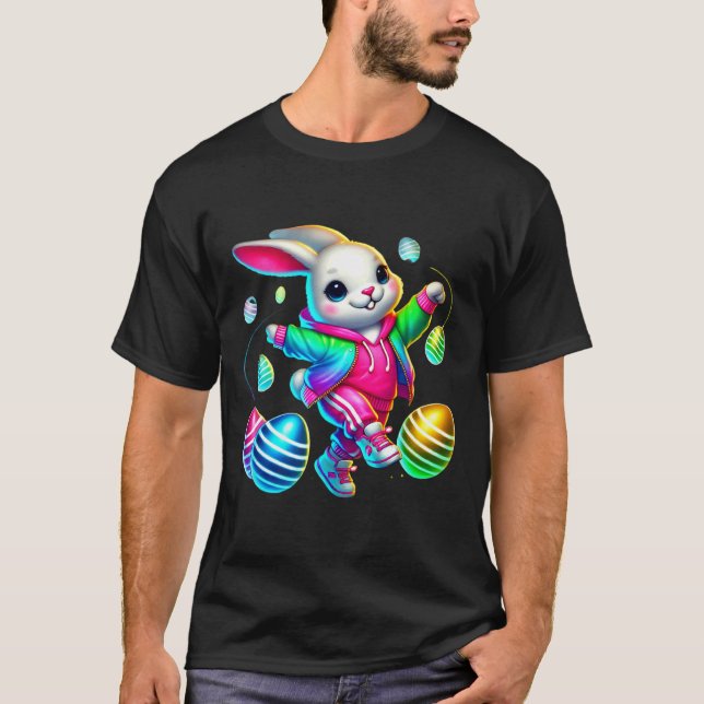 Camiseta Coelho de Páscoa com capuz e ovos  (Frente)