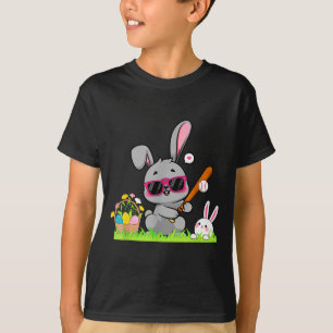 Camiseta Coelho de Páscoa Dia Feliz Arremessador de Beisebo