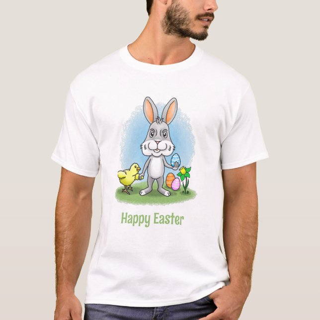 Camiseta coelho de Páscoa e a Galinha (Frente)