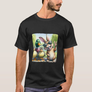 Camiseta Coelho De páscoa E Retrato De Ducklings Em Park Su