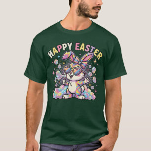 Camiseta Coelho de Páscoa Feliz e Fofo com Vibrações de Pri