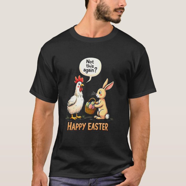 Camiseta Coelho de Páscoa Feliz Frango Engraçado (Frente)