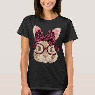 Camiseta Coelho de Páscoa fofo de retalhos com óculos e laç