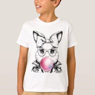 Camiseta Coelho de Páscoa Fofo dos Anos 50 Retro Soprando C