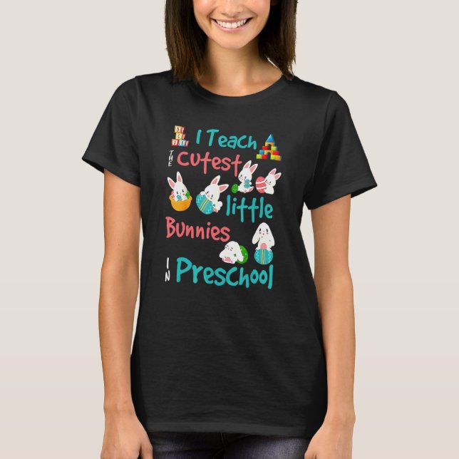 Camiseta Coelho de Páscoa Fofo Professor de Pré-Escola 2 (Frente)