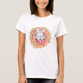 Camiseta Coelho de Páscoa Fofo Sentado na Cesta