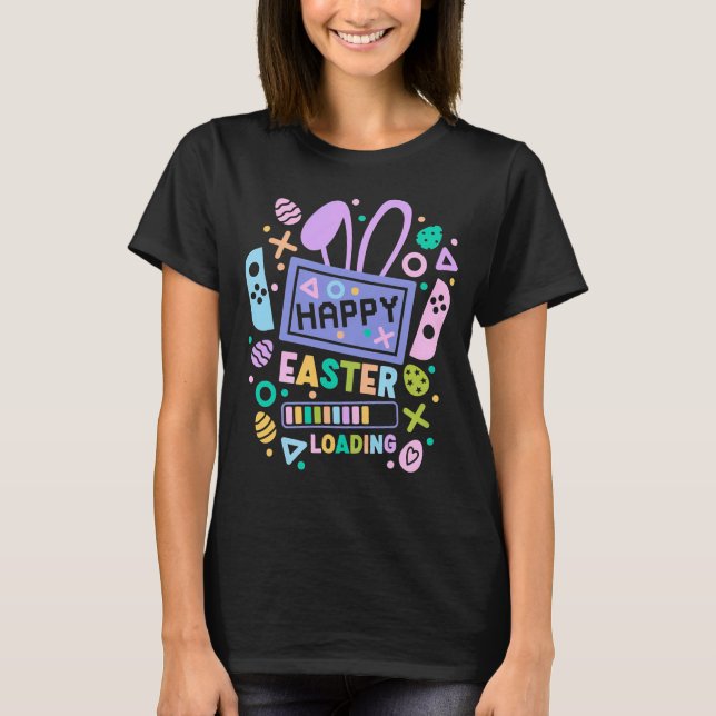 Camiseta Coelho de Páscoa Gamer Barra de Carregamento Paste (Frente)