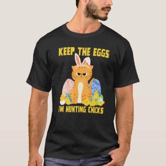 Camiseta Coelho de Páscoa Gato Guarda Os Ovos Estou Caçando