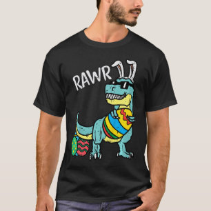 Camiseta Coelho de Páscoa Infantil Trex Rawr Meninos Pequen