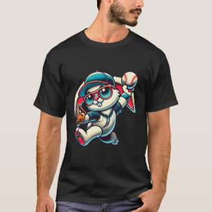Camiseta Coelho de Páscoa Jogando Vender Arremessador Adole
