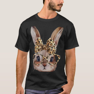 Camiseta coelho de páscoa óculos de leopardo bandana coelho