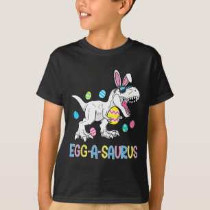 Camiseta Coelho de Páscoa Ovo de Dinossauro A Saurus Trex C