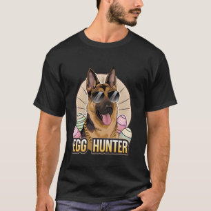 Camiseta Coelho de Páscoa Pastor Alemão Caçador de Ovos Ama