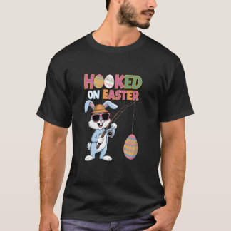 Camiseta Coelho de Páscoa Pescaria Pegando Ovos Diversão Fe