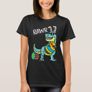 Camiseta Coelho de Páscoa Trex para Crianças Rawr Meninos P