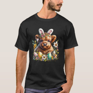 Camiseta Coelho de Páscoa Vaca das Terras Altas Cesta de Ov