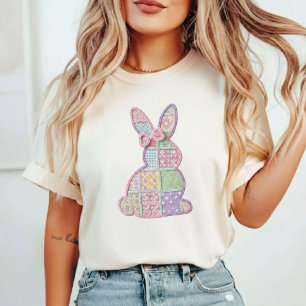 Camiseta Coelho de Patchwork Falso Coelho de Páscoa Paste