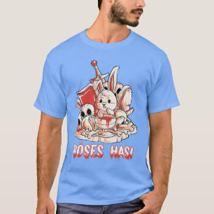 Camiseta Coelho de terror maligno com escudo de espada e ar