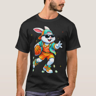 Camiseta Coelho Divertido Bunny Basquete Páscoa Homens Meni