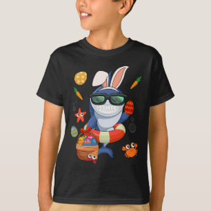 Camiseta Coelho Divertido Tubarão Ovos de Páscoa Bysket Cri