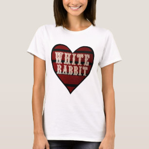 Camiseta Coelho do branco do coração do vintage