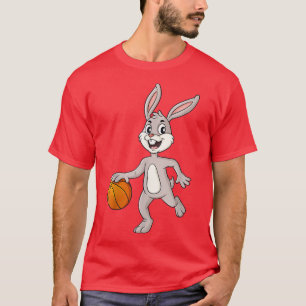 Camiseta Coelho do dia da páscoa a jogar basquetebol Engraç