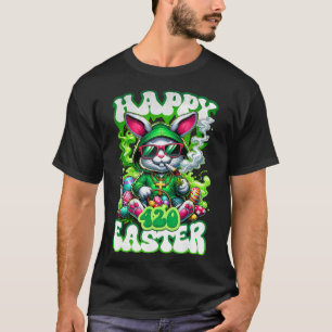 Camiseta Coelho do Dia Feliz de Páscoa Fumando Maconha Engr