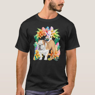 Camiseta Coelho do Ovo Andando Inglês Buldogue Feliz Eas