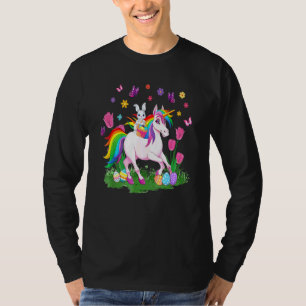 Camiseta Coelho do Ovo Andando no Felz pascoa Unicorn