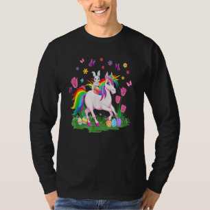 Camiseta Coelho do Ovo Andando no Felz pascoa Unicorn