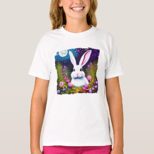 Camiseta coelho e flores