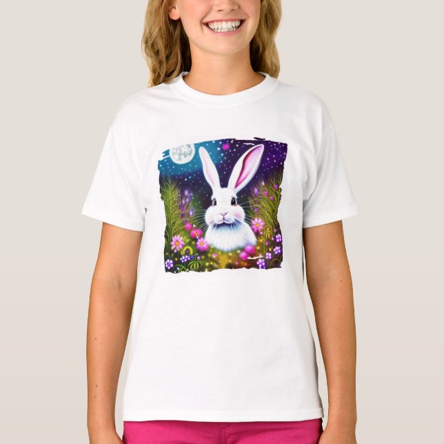 Camiseta coelho e flores (Frente)