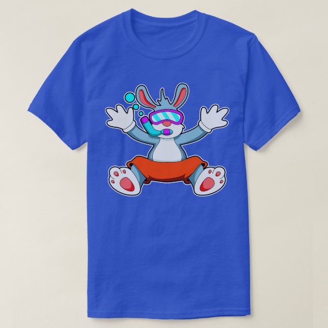 Camiseta Coelho em mergulho com óculos de natação Snorkel (Frente do Design)