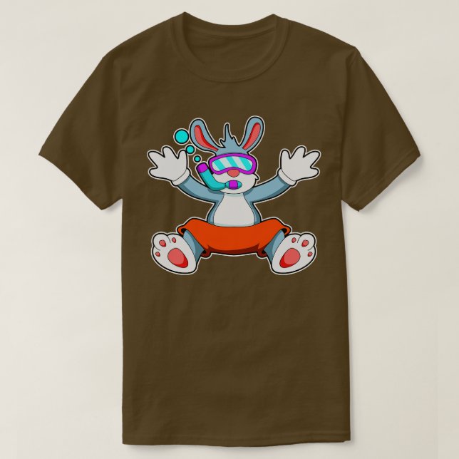 Camiseta Coelho em mergulho com óculos de natação Snorkel (Frente do Design)