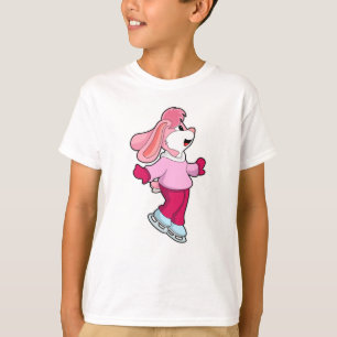 Camiseta Coelho em patinação com gelo com skates de gelo