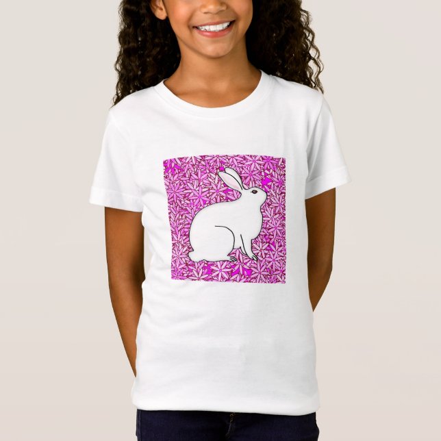 Camiseta Coelho em uma cama de flores da primavera (Frente)